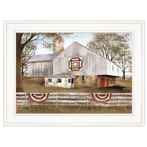 American Star Quilt Block Barn 1 White Framed Print Wall Art - Buy JJ's Stuff