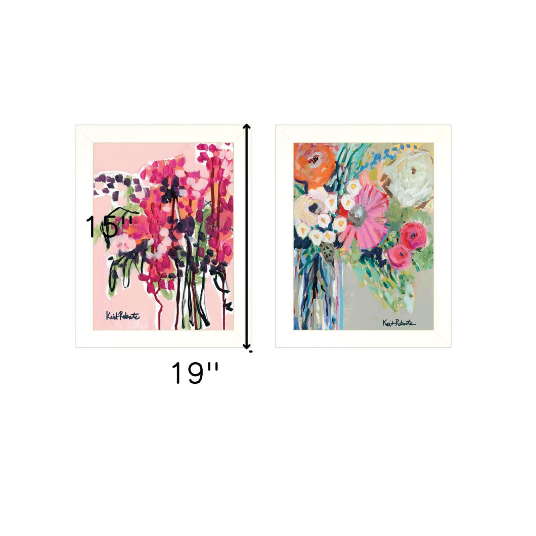 Set Of Two Garden Flowers White Framed Print Wall Art - Buy JJ's Stuff
