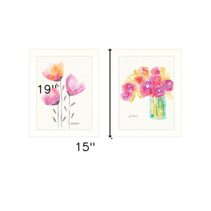 Set Of Two Simple Bouquets White Framed Print Wall Art