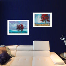 Set Of Two Red Trees 1 White Framed Print Wall Art