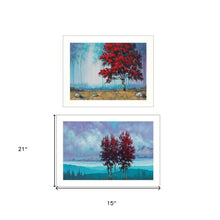 Set Of Two Red Trees 1 White Framed Print Wall Art