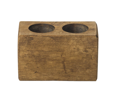 Rustic Brown Two Hole Tabletop Candle Holder