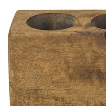 Distressed Maple Stain 4 Hole Sugar Mold Candle Holder