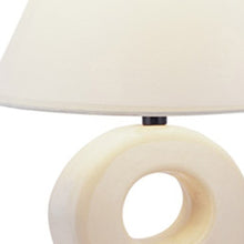 12" Beige Ceramic Bedside Table Lamp With White Empire Shade