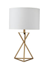 Contemporary Gold Geo Table Lamp with White Shade