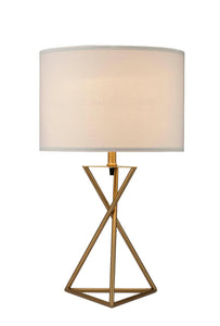 Contemporary Gold Geo Table Lamp with White Shade