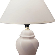 13" White Ceramic Bedside Table Lamp With Off-White Shade