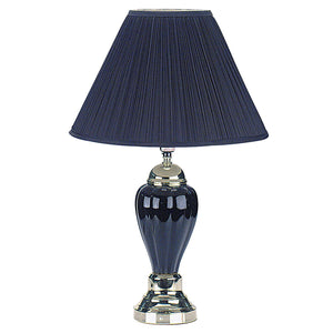 27" Black Ceramic Bedside Table Lamp With Black Shade