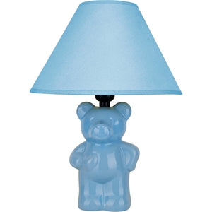 13" Blue Bedside Table Lamp With Blue Empire Shade