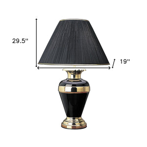 30" Black And Gold Table Lamp With Black Classic Empire Shade