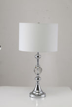 30" Silver Metal Bedside Table Lamp With White Classic Drum Shade