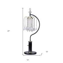 27" Black and Gold Metal Faux Crystal Chandelier Table Lamp