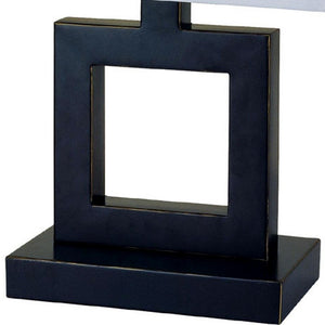 22" Bronze Open Square Table Lamp With White Rectangle Shade