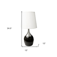 25" Black and Silver Gourd Table Lamp With White Tapered Drum Shade