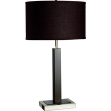 30" Black Polyresin Table Lamp With Brown Classic Drum Shade