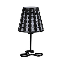 16" Black Bedside Table Lamp With Black Polka Dots Empire Shade