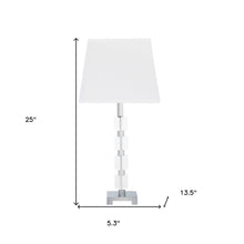 25" Crystal Geo Cubed Table Lamp With White Sharp Corner Square Tapered Shade