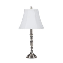 25" Nickel Metal Bedside Table Lamp With White Bell Shade
