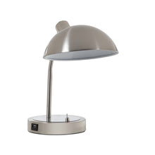 14" Silver Desk Table Lamp With Gray Bowl Shade
