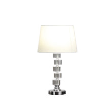 20" Silver Crystal Stacked Geo Cubes Table Lamp With White Classic Empire Shade