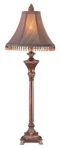 30" Bronze Polyresin Table Lamp With Brown Bell Shade with Hanging Beads