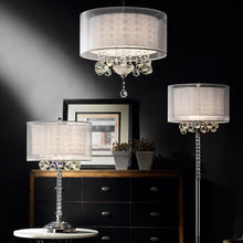 Chic Silver Tall Table Lamp with Crystal Accents and Silver Shade