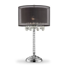 Contempo Silver Table Lamp with Black Shade and Crystal Accents