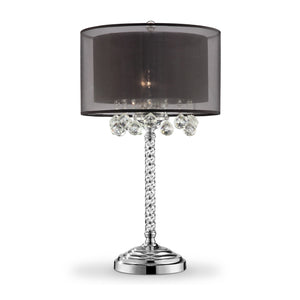 Contempo Silver Table Lamp with Black Shade and Crystal Accents