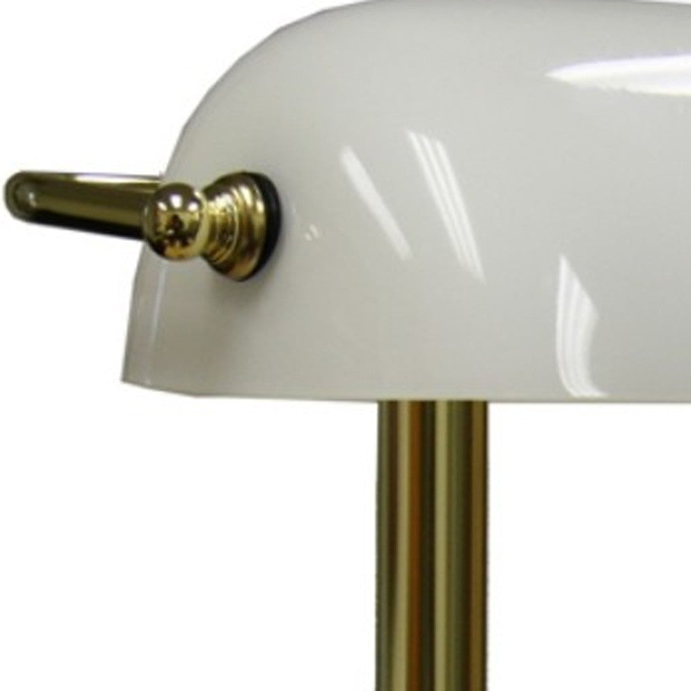 Gold and White Hooded Table Lamp