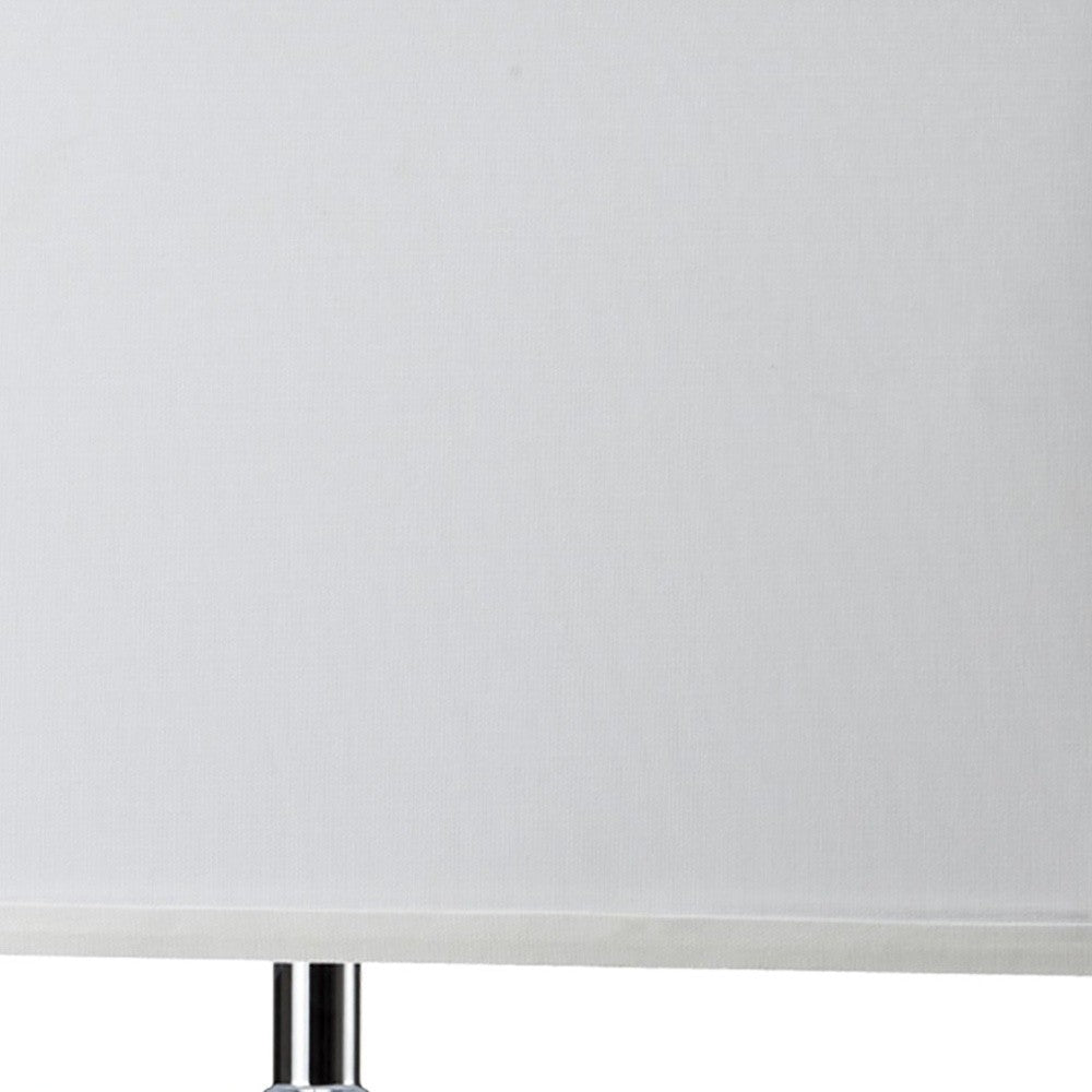 Modern White and Silver Table Lamp with USB