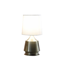 14" Brass Bedside Table Lamp With White Empire Shade