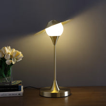 16" Gold Globe Led Table Lamp With Gold Novelty Shade
