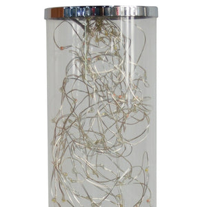 13" Silver Metal Column LED Rope Table Lamp With Clear