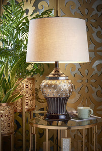 Glitzy Gold Bejeweled Table Lamp