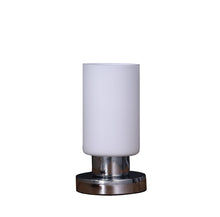 9" Silver Bedside Table Lamp With White Drum Shade