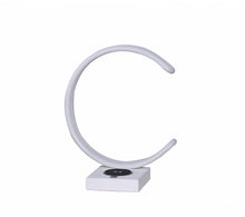 14" White Metal LED with USB Wireless Charger Table Lamp