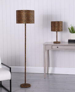 19" Orange And Black Metal Bedside Table Lamp With Orange And Black Drum Shade