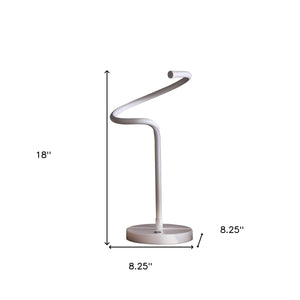 18" White Curvy Spiral LED Table Lamp