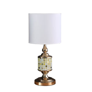 23" Gold Bedside Table Lamp With White Drum Shade