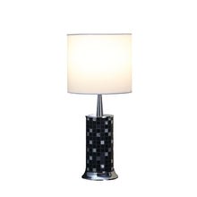24" Silver Bedside Table Lamp With White Drum Shade