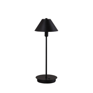 18" Black Metal Bedside Table Lamp With Black Cone Shade