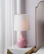 24" Pink Metal Bedside Table Lamp With White Shade