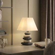 18" Gray Bedside Table Lamp With Off White Empire Shade