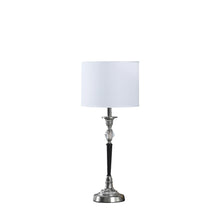 23" Black Chrome and Crystal Table Lamp With White Drum Shade