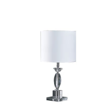 23" Silver Crystal Standard Table Lamp With White Classic Drum Shade Table Lamp