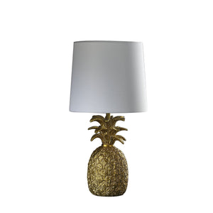 17" Gold Bedside Table Lamp With White Empire Shade