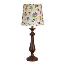 27" Brown Table Lamp With Ivory And Blue Birds Empire Shade