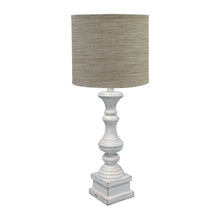 Distressed Whitewash Beige and White Striped Shade Table Lamp
