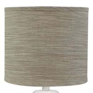 Distressed Whitewash Beige and White Striped Shade Table Lamp