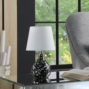 12" Black Table Lamp With White Globe Shade